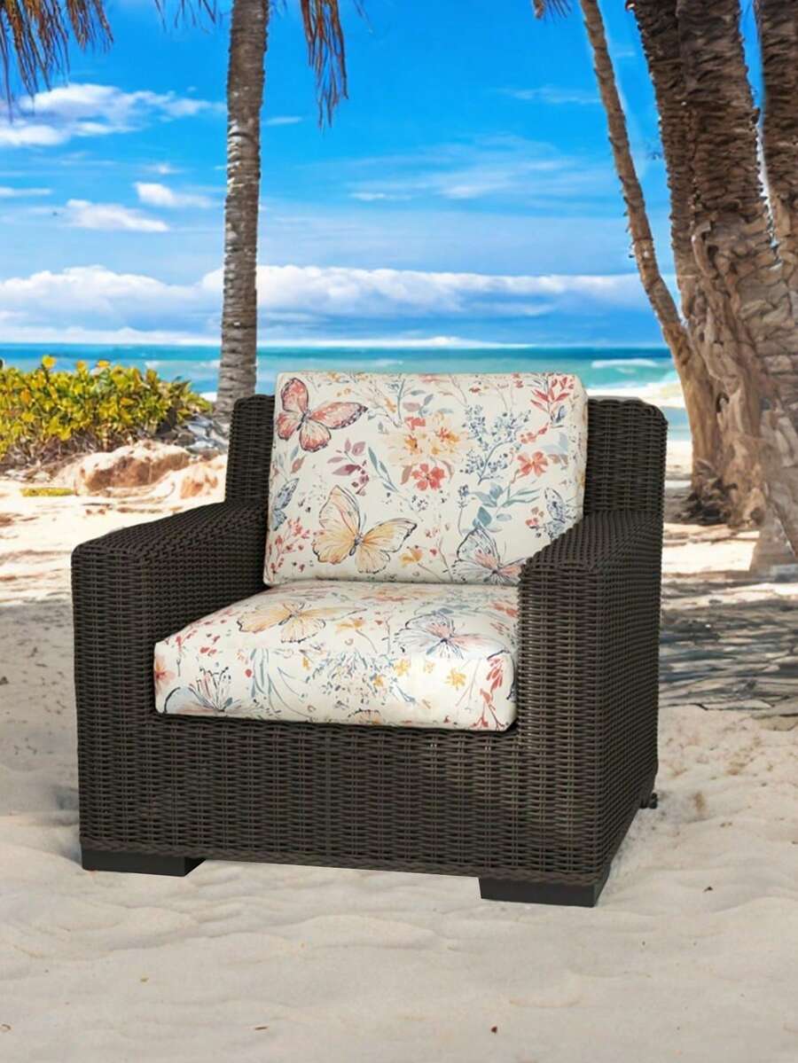 1pc High Elastic Digital Print Milk Silk Sofa Cushion Cover, Skin-Friendly Soft Material, Suitable For Outdoor, Garden, Beach Holiday, Reusable - Multicolor - View 1