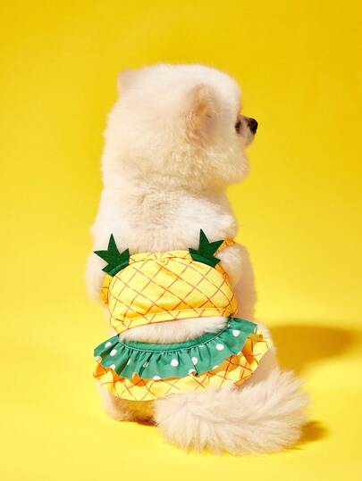 PETSIN Ananas Rolig Hund Badkläder Bikini Sommar Hundkläder Strandbaddräkt Valp Baddräkt Valpväst Kylhundskjortor Djurskjorta för liten hund, kattkläder