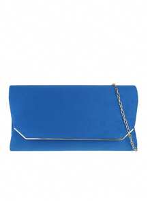 Girly Handbags Womens Plain Faux Suede Clutch Bag - Blue - View 2