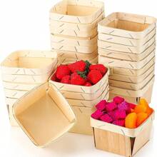 2pcs/5pcs, Wooden Gift Basket, Wooden Basket Square Wooden Gift Box, Wooden Berry Basket For Picking Fruits Or Arts, Crafts And Decorations, Christmas Wedding Birthday Party Picking Fruit Gift Box, Packaging Box, Candy Box, Chocolate Packaging Boxes, Party Favors, Birthday Decorations, Wedding Decorations, Party Supplies,School Supplies