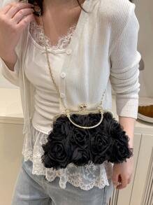 New Spring/Summer Commuting Large Capacity Women Bag, Chain Lace Zipper Closure Evening Bag, Chain Decor Moto Chic Handbag, Butterfly Decor White Collar Women Bag, Fashionable Casual Bag Korean Retro Style, Teacher Office Mother's Day Gift Shoulder Crossbody Bag, Multipurpose Zipper Travel Handbag