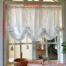 1 件法式奶油色透明杆口袋窗帘，适用于滑动轨道、阳台、透明但不透视、适合所有季节 - 白色 - 查看 2