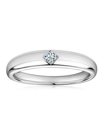 XUJIA 1 pezzo Anello di fidanzamento semplice e classico per donna in argento sterling 925, taglio principessa moissanite 2,5x2,5mm, montatura a bezel, gioiello nuziale scintillante, regalo