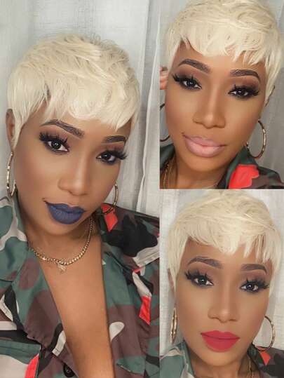 Short Black Pixie Cut Wig Short Wigs For Black Women Short Pixie Layered Full Machine Made Wigs Glueless Wig Black Color Wigs With Bangs Beginner-Friendly Synthetic Wig