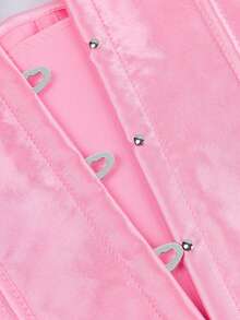 Vintage Style Women's Satin Corset Belt, Non-Stretch Satin Waist Cincher, Off-Shoulder Tie Bust Shaping, Suitable For New Year Party, Valentine's Day And Holidays - Pink - View 6