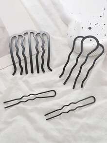 Solid Color Metal Bun Maker Tools Set, School & Home Use Slouchy Scrunchie Hair Clips (Slight Scratches On Lacquered Products Are Normal) - View 7