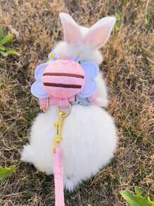 Einstellbare entkommen-sichere Kaninchen/Katzen/Hunde Leine Set, süßes Hasen Bienen Design, geeignet für Spazierengehen, Laufen, Wandern, Camping, Outdoor, Fotoshooting