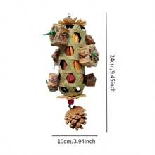 Parrot Hanging Bite Wooden Colorful Shredding Crinkles Parrot Chew Toys Natural Foraging Sola For Conures Cockatiels Parakeets