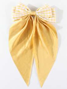 1pc Girls Large Plaid Bow Ribbon Hair Clip Haircomb Hairband Elegant Hair Accessory