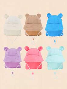 1 pezzo Cappellino per bambini con design carino a orecchie, colore uni, a secco rapido, adatto per attività all'aperto estive, parco, spiaggia, piscina, con protezione UV