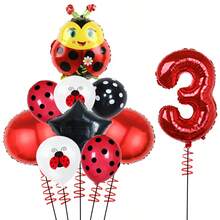 10pcs Ladybug Theme Party Balloons, Black & Red Dotted Ladybug Decoration Balloons, Perfect For Holiday Celebrations, Ladybug Parties, Decorations For 0-9 Years Old, Best Gift To Bring Joyous Atmosphere - Khaki - View 6