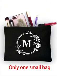 1/2 pezzi Borsa shopping tela con stampa lettere iniziali dalla A alla Z, con borsa portaoggetti cosmetici inclusa, borsa personalizzata, grande capacità, adatto per matrimoni, compleanni, spiaggia, vacanze, scuola, ottimo regalo per donne, mamme, insegnanti, amiche, damigelle d'onore, studenti, borsa grande. Borsa casual capiente e portatile, adatta per lo shopping multifunzionale