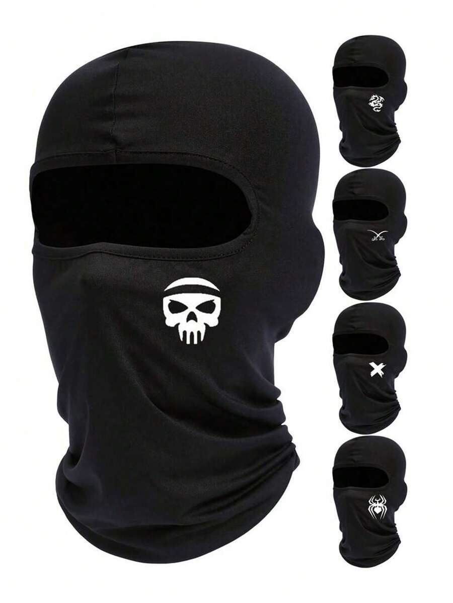 1pc Balaclava Face Mask, Summer Cooling Neck Gaiter, UV Protector Motorcycle Ski Scarf For Men/Women Halloween Skull Skeleton - Multicolor - View 1