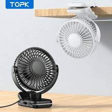 TOPK TOPK USB Clip Desk Fan, Brushless Motor Whisper-Quiet Powerful Airflow Strong Clamp For Secure Attachment, Stylish Design Portable Cooling High-Quality Construction Portable Mini Personal Fan For Bedroom And Office