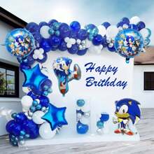 Eyuwn 6PCS So Nic Birthday Party Supplies Video Gamers Hedgehog Foil Balloon Bouquet Decorations