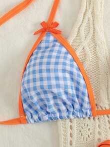 Colorful Cruise Party Lovely Energetic Fashion Teenage Tie Strap Beach Vacation Bikini Women 2pcs Swimsuit Set - Baby Blue - View 3