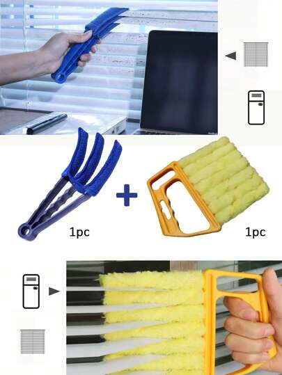 2pcs/Set, Pieces Car Air Conditioner Cleaning Brush - Ultra-Fine Fiber, Reusable Window Cleaner - Easy To Use And Washable - Suitable For Blinds, Shutters, Curtains, Etc.-Detachable And Washable Dusting Brushes Household Crevice Wizard Air Conditioner Vent Cleaning Brushes Blinds Cleaning Tools