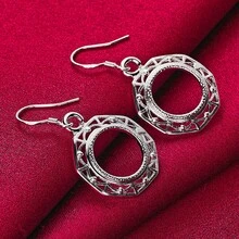 925 Sterling Silver Plated Earrings For Woman Wedding Engagement Party Fashion Charm Jewelry - Silver - View 2