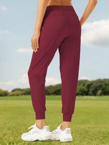ZUTY Women's Lounge Workout Joggers Drawstring Sweatpants With Pockets For Running, Jogging & Everyday Comfort - Burgundy - View 4