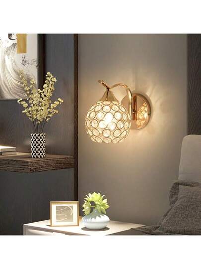 Pc Wand Lamp Bedside Verlichting LED, Minimalist Moderne Bedroom, Living Room, Hallway, Staircase, Nordic Luxe Crystal, Fixture (Bulb Not Included) view 2