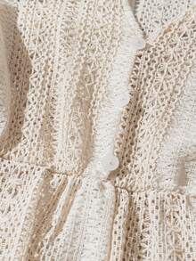 女士宽松休闲 V 领时尚百搭衬衫 - 杏色 - 查看 5