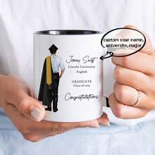 1pc, 11oz Personalized Graduation Student 2025 Mug, Custom Name Graduate Gift For College Or University, Quality Ceramic Mug, Multipurpose Cup - Multicolor - View 7