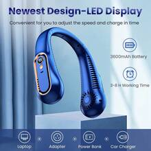 NetHong Neck Fan USB Portable Neck Fan Rechargeable Portable Cooler Neckband Bladeless~ - Royal Blue - View 3