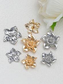 8pcs/Pack Delicate Flower Hollow Metal Buttons, Gold & White Color, Decorative Button For Coat, Shirt, Sweater, Jacket, Shoes, Hats, Bags, DIY Sewing, Jewelry Accessories - Multicolor - View 8