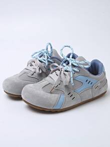 Women's Flat Lace-Up Trekking & Climbing Shoes, Mesh Patchwork Breathable Casual Sports Sneakers, Athleisure Y2K Style
