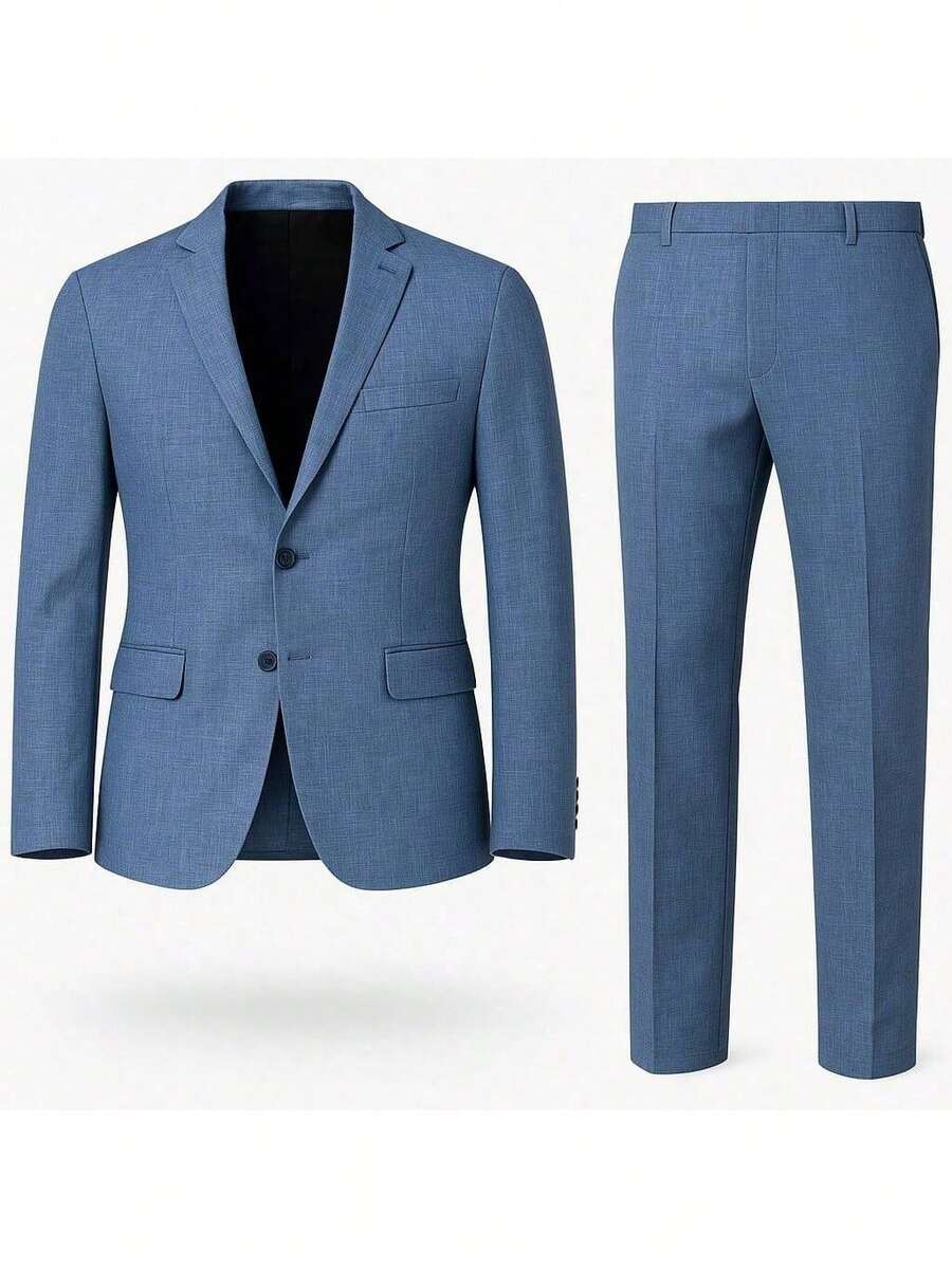 Men's Executive Suit - Dusty Blue - Luxury Slim (Pants + Blazer) - Immediate Shipping - Màu xanh bụi bặm - Xem 1