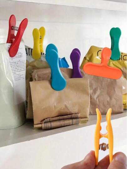 8 piezas/11 piezas Clips de bolsa de colores del arcoíris, Clips de sellado para bocadillos, Clips de almacenamiento de cocina, Perfectos para el almacenamiento y organización de la cocina. Entrega de colores aleatorios