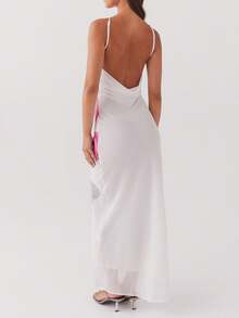 Women's Summer Dresses Halter Neck Sleeveless Backless Flowy A Line Boho Maxi Dress - Purple - View 3