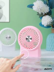 AOYI 1pc Rechargeable 500mAh Desktop 3 Speed Mini Fan With Charging Cable, Minimalist Design - Multicolor - View 4