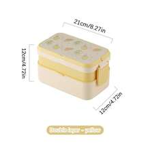 1件学生卡通双层午餐盒，适合上班族，便携式微波炉加热便当盒，水果午餐盒，学校用品 - 彩色 - 查看 15