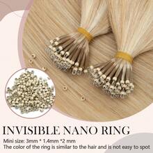 0.7G/S Premium Nano Ring Beads Human Hair Extensions 100% Real Remy Hair Invisible Mini Beads 35G/PACK 18"-24" #18P613 Highlight Blonde - #18P613 高光金髮 - 查看 3