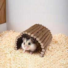 1个仓鼠攀爬梯，拱桥玩具，小型宠物笼围栏玩具，兔子啃咬柳枝鸟类玩具，长攀爬梯 - 彩色 - 查看 7