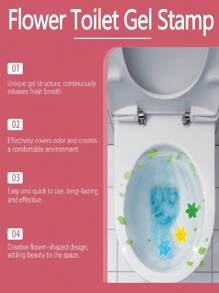 4pcs/Box Floral/Printed Toilet Cleaning Gel, Bathroom Freshener Deodorizer, Powerful Adhesive, Suitable For Bathroom