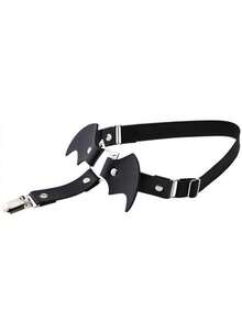 1pc Plain PU Leather Y2K Essential, Black Punk Rock Garter Belt With Metal Buckle Decor, Sexy Lingerie Accessory, Personalized Street Fashion, Dark Style Essential - Black - View 3