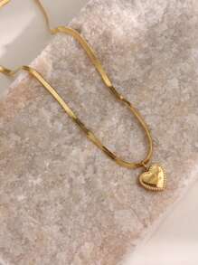 1 Stück minimalistischer, vielseitiger Herz- & Buchstaben 18K Goldplattierter Edelstahl Anhänger Halskette, geeignet für den täglichen Gebrauch und als Geschenk zum Geburtstag/für Paare