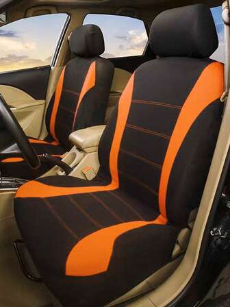 2pcs Front Car Seat Covers, 2pcs Headrests, 2pcs Seat Covers, Universal For All Seasons