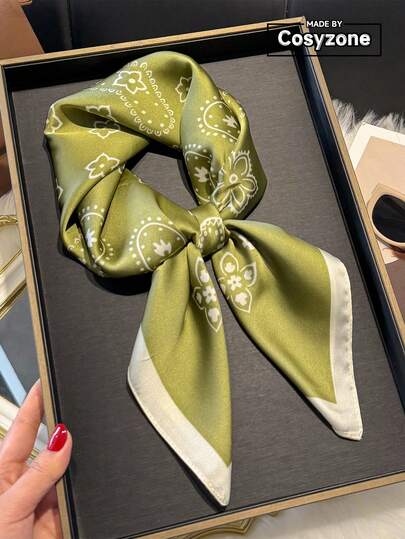 1pc Silk-Like Paisley Print 70cm Square Bandana, Men's Scarf, Versatile Neck Kerchief And Head Wrap