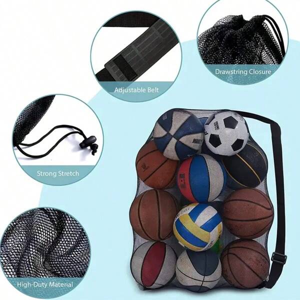 1 Stück großvolumiger Fußball, Basketball Kordelzugbeutel, Tennis, Volleyball Ausrüstung Sammel-Beutel, Schultergurt leicht zu tragen