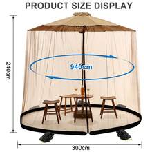 Mosquito Netting Heavy Duty Instant Outdoor Canopy Tent 10ft-12ft Adjustable Mosquito Net For Outdoor Patio Umbrellas With Zipper Door Bug Protection Umbrella Table Screen Cover Mosquito Bug Insect Net Outdoor Patio Netting - Brown - View 6