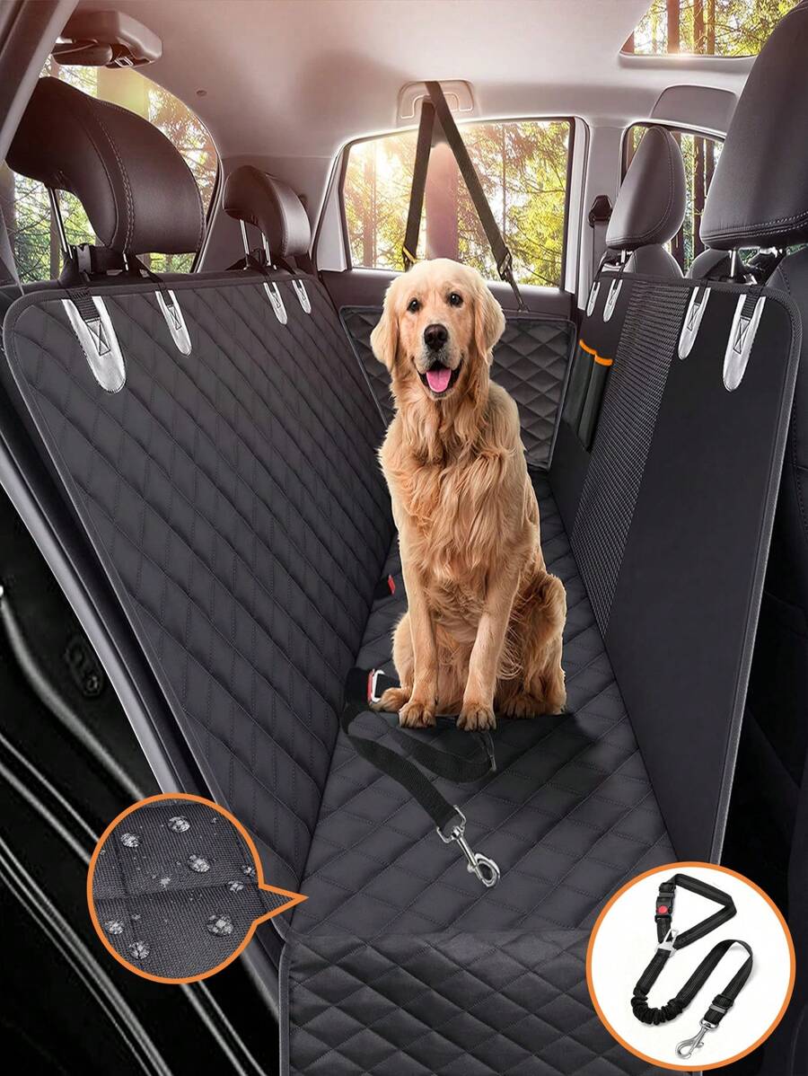 Dog Car Seat Cover With Multi-Functional Belt, 600D Heavy Dog Seat Cover For Back Seat, 100% Waterproof Scratch Proof Nonslip Dog Hammock For Car With Side Flap, Pet Back Seat Covers For Cars Sedan SUV Trucks Dog Car Seat Car Seat Covers Dog Car Seat Cover Pet Car Seat