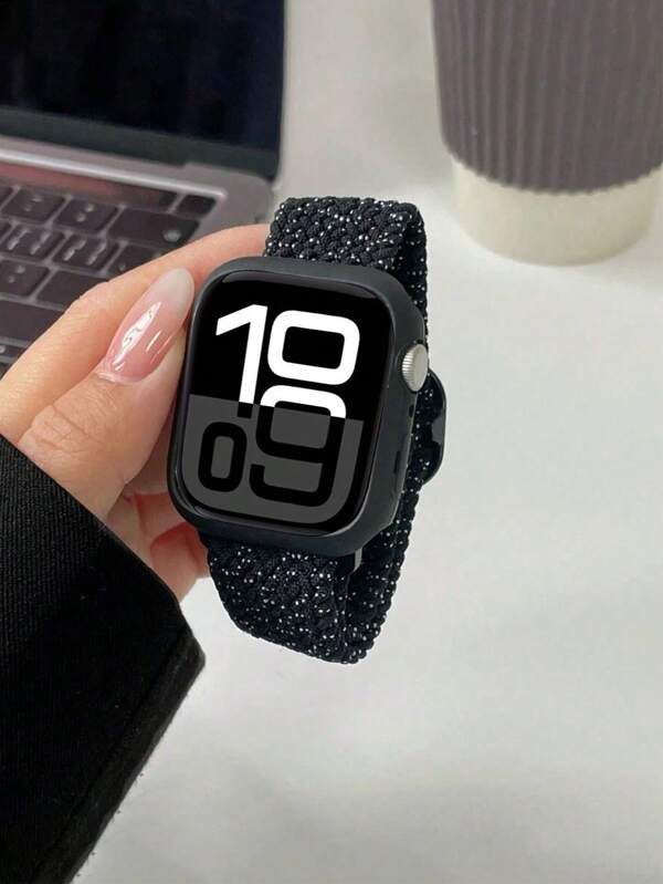 Apple Watch Série 10, 42mm/46mm Conjunto de Pulseira Esportiva Trançada de Poá e Capa de Silicone Compatível com Apple Watch 8,9,7,6,5,4,SE