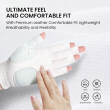 FINGER TEN Guante de golf para mujer con marcador de bola, para mano izquierda o derecha, empaque impreso. Guantes de golf para mujer, agarre en todo tipo de clima, transpirables y suaves, tallas pequeña, mediana, grande y extra grande