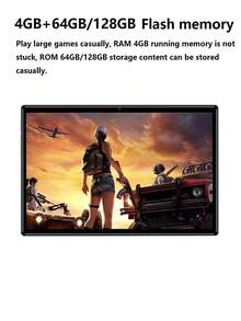 Qetupa 10.1英寸安卓13平板电脑，4GB运行内存+64GB/128GB机身存储，MTK 6762八核2.0GHz处理器，500万像素前置摄像头和1300万像素后置摄像头，6000mAh大容量电池，高清(1280x800) IPS触控屏，支持蓝牙5.4和802.11ac WiFi 5，不支持SIM卡，配件包括键盘、鼠标、保护套、手写笔、Type-C数据线和耳机——万圣节、生日和圣诞节的最佳礼物 - 藍色 - 查看 4