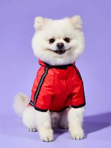 PETSIN Pet Colorful Waterproof Hooded Raincoat - Waterproof And Vibrant For Rainy Days Throughout All Seasons; Ideal For Outdoor Walks, Travel, Park Adventures, Shopping Trips, Family Outings, Holiday Travel, And Eye-Catching Photo Sessions; Features Colorful Hooded Design, Providing Protection And Cheerful Style. - Red - View 3