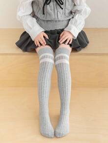 1 Pair Kids Long Striped Socks, Thin Spring/Summer Over-The-Knee Tall Socks For Boys & Girls - Multicolor - View 16