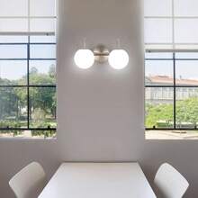 Modern Bathroom Vanity Light Fixtures 2 Lights Brushed Brass Milk White Globe Glass Shade Modern Wall Bar Sconce Lighting Bath Vanity Lights Over Mirror (Exclude G9 Bulb) - Brushed Nickel - View 6